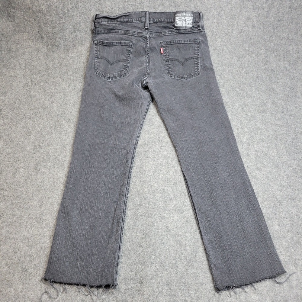 Levis Jeans Mens 33x32 Dark Gray Denim Red Tab Y2k Streetwear Grunge Frayed Hem - Picture 3 of 13